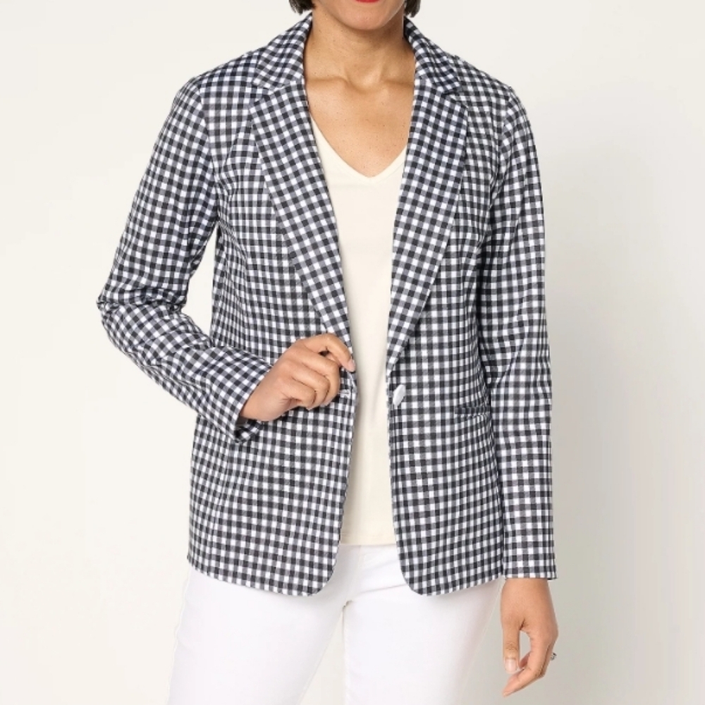 Tailored by‎ Susan Graver Regular Printed Ponte Blazer Size Medium NWOT